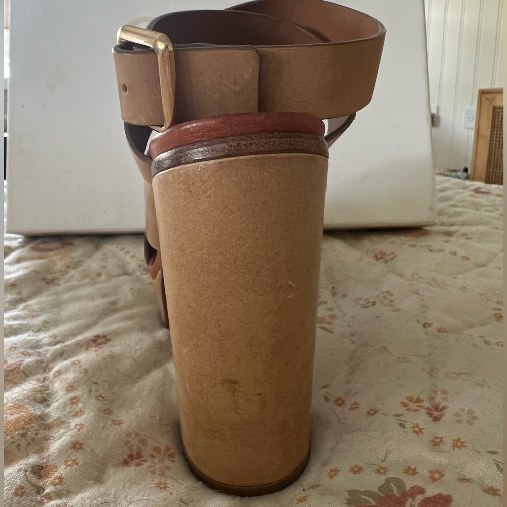Chloe Strappy Leather Platform Sandals - Tan Size 38.5 - Picture 8 of 15